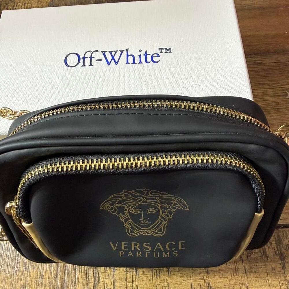 Versace black leather crossbody bag